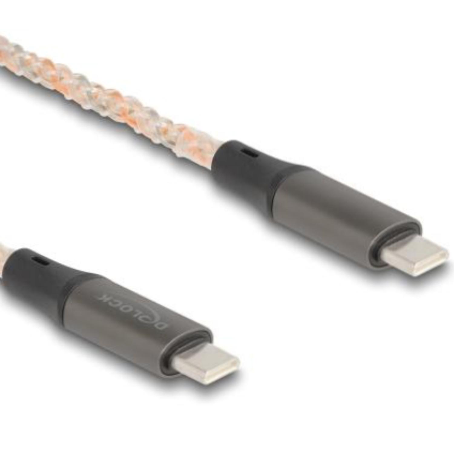 Delock USB 2.0-kabel USB Type-C™ Stekker naar Stekker PD 3.0 100 W met RGB