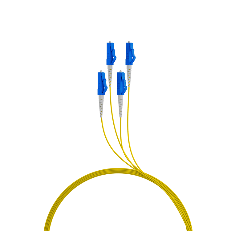 CONBIC® LWL glasvezelkabel – OS2, singlemode, geel, E2000/APC naar LC/UPC stekker, duplex 9/125, G.652D LSZH 10m Enterprise Edition