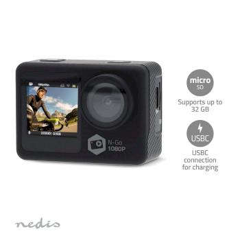 Action Cam Dubbel scherm 1080p@30fps 12 MPixel Waterbestendig tot: - Nedis