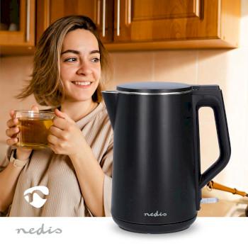 Waterkoker 1.5 l Kunststof Zwart 360 graden draaibaar Verborgen - Nedis