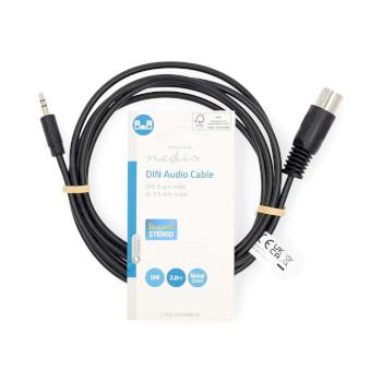 DIN-Audiokabel DIN 5-Pins Male 3,5 mm Male Vernikkeld 2.00 m - Nedis