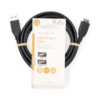 USB-Kabel USB 3.2 Gen 1 USB-A Male USB Micro-B Male 5 Gbps - Nedis