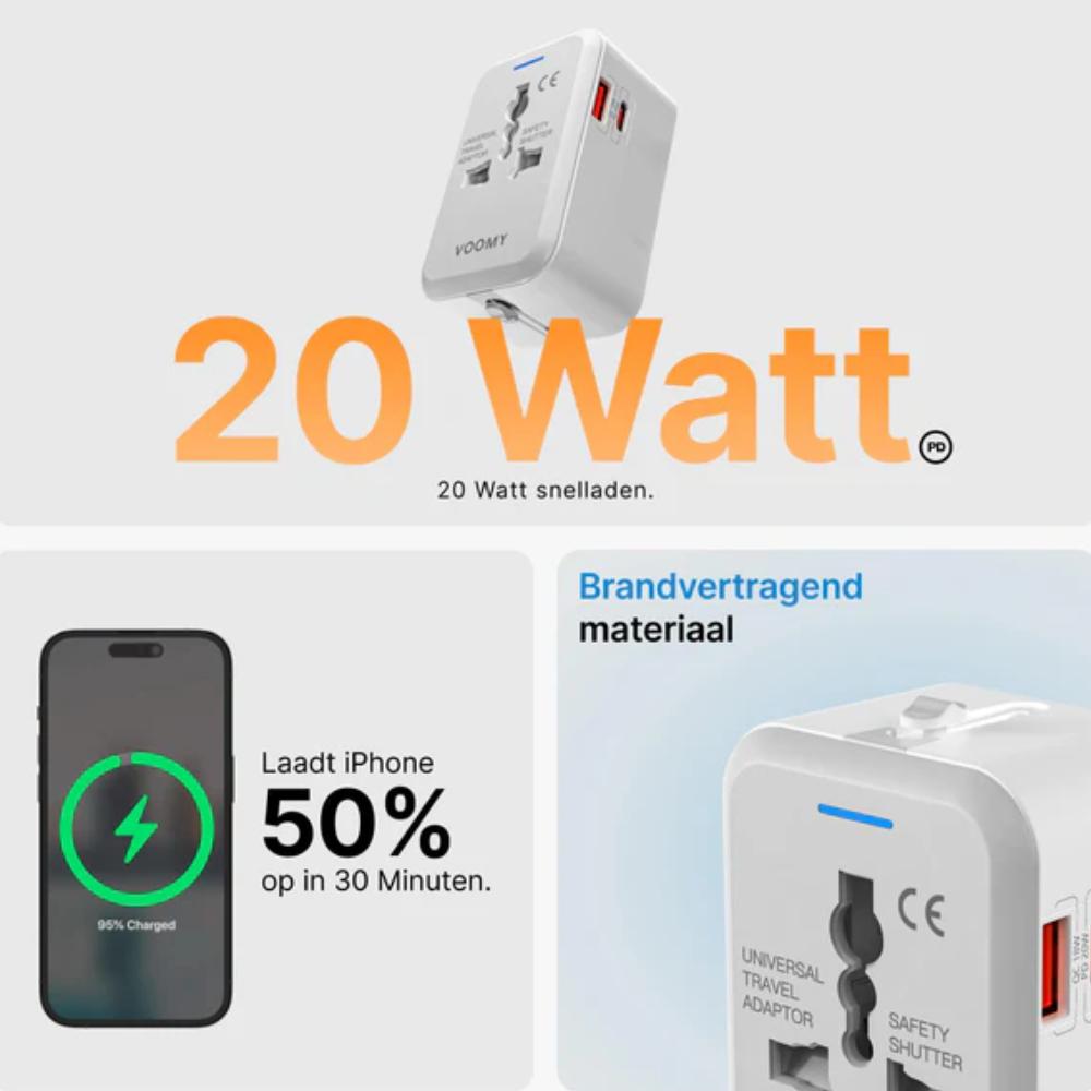 Wereldstekker USA, Europa, Engeland, Australië + meer – USB