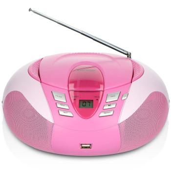 SCD-37 USB Pink Portable FM Radio CD and USB player Pink - Lenco