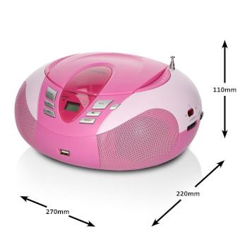 SCD-37 USB Pink Portable FM Radio CD and USB player Pink - Lenco