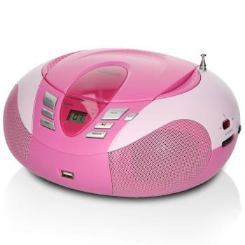 SCD-37 USB Pink Portable FM Radio CD and USB player Pink - Lenco