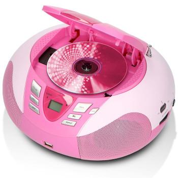 SCD-37 USB Pink Portable FM Radio CD and USB player Pink - Lenco