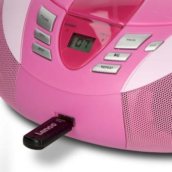 SCD-37 USB Pink Portable FM Radio CD and USB player Pink - Lenco