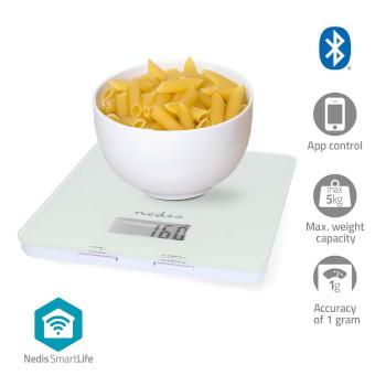 SmartLife-keukenweegschaal Bluetooth® Glas / Kunststof Wit - Nedis