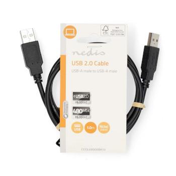 USB-Kabel USB 2.0 USB-A Male USB-A Male 480 Mbps Vernikkeld - Nedis