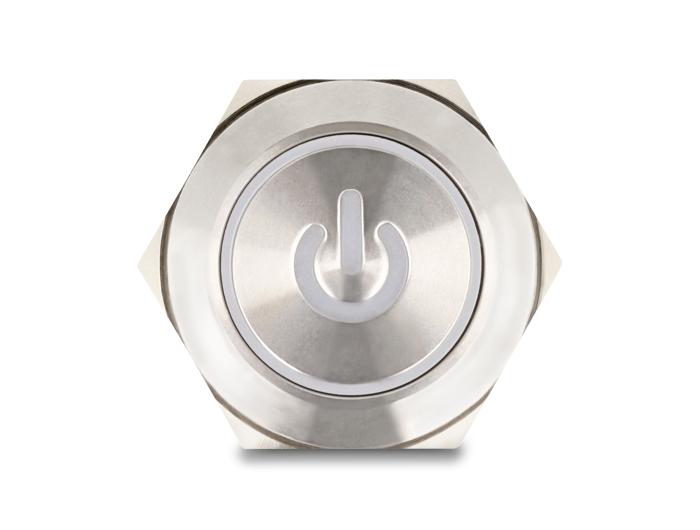 Delock Drukknop voor inbouw 25 mm 6 x soldeer aansluiting LED rood Powersymbol