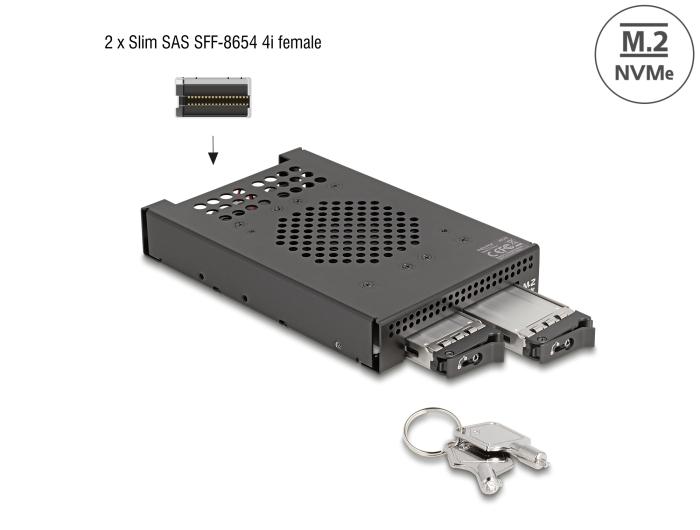Delock 3.5″ wisselframe voor 2 x M.2 NVMe SSD met Slim SAS SFF-8654 An