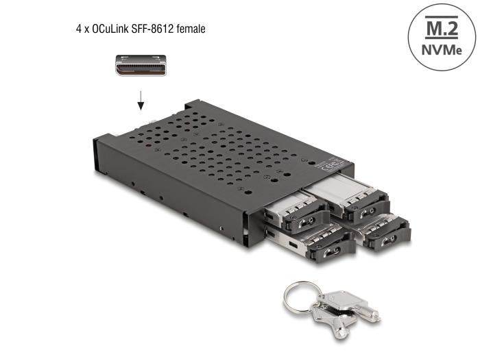 Delock 3.5″ wisselframe voor 4 x M.2 NVMe SSD met OcuLink SFF-8612 aansluiting