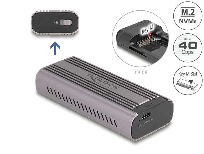 Delock USB Type-C™ 40 Gbps behuizing voor 1 x M.2 NVMe PCIe SSD