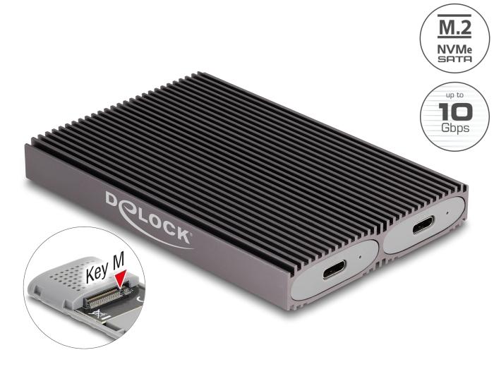 Delock Externe USB Type-C™ Dual Combo Behuizing voor 2 x M.2 NVMe PCIe o