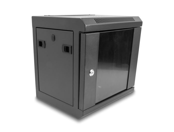 Delock 10″ Netzwerkskast met glazen deur 6 HE zwart