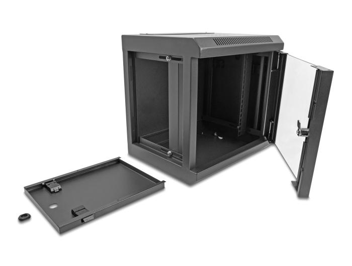 Delock 10″ Netzwerkskast met glazen deur 6 HE zwart