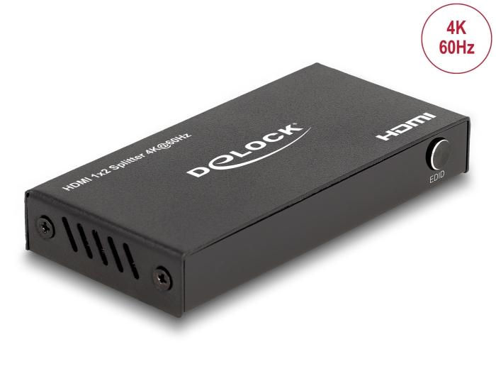 Delock HDMI Splitter 1 x HDMI ingang naar 2 x HDMI uitgang 4K 60 Hz met Downscaler