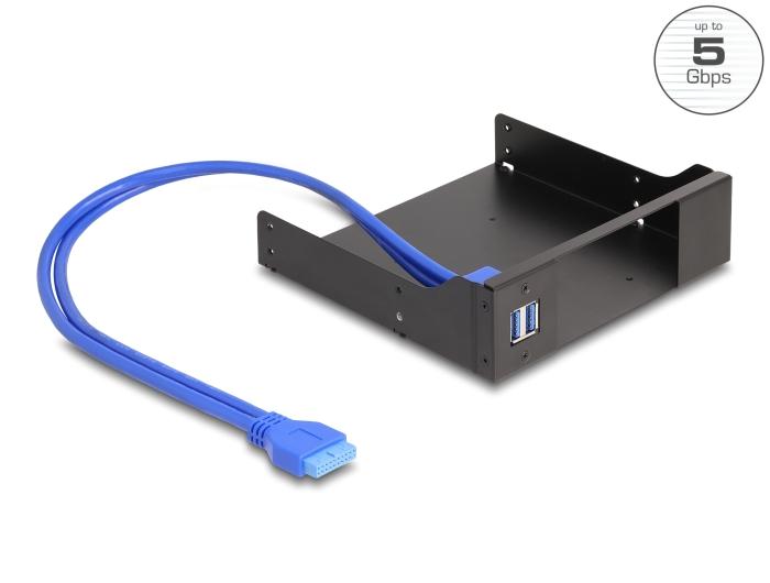 Delock 5.25″ Metalen inbouwraam voor Slim Bay wisselfach met USB 5 G