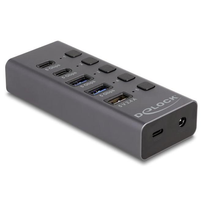 USB A + C hub - 6 poorten