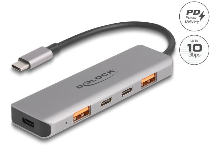 Delock USB 10 Gbps 2 Port USB Typ-A + 2 Port USB Type-C™ Hub mit USB ...