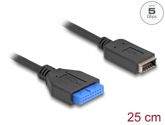 Delock USB 5 Gbps Kabel Stiftconnector naar interne USB Type-E Key A connector 25