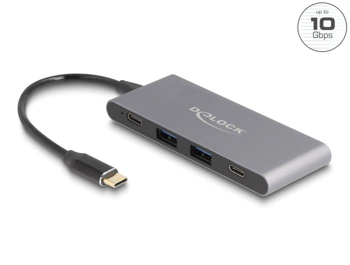 Delock 4 Port USB Type-C™ Hub mit 2 x USB Typ-A und 2 x USB Type-C™ 10 ...