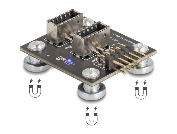 Delock USB 2.0 Adapter Pinheader naar 2 x intern USB Type-E Key A poorten