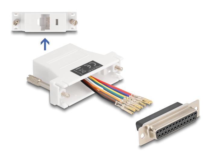 Delock D-Sub 25 Pin female naar RJ45 female montagekit wit