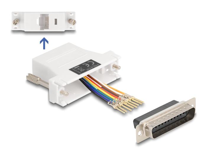 Delock D-Sub 25 Pin Stekker naar RJ45 Aansluitkast Montagekit wit