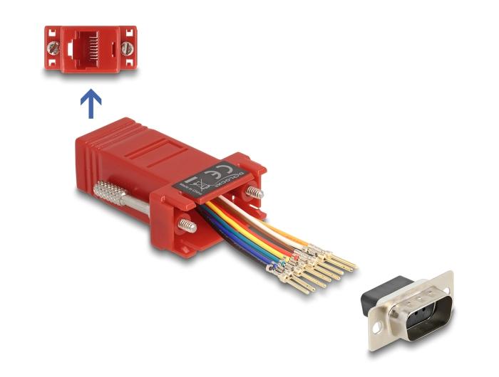Delock D-Sub 9 Pin Stekker naar RJ45 Aansluitset rood