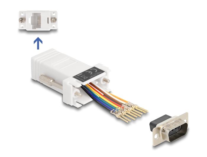 Delock D-Sub 9-pins stekker naar RJ45-aansluiting montagekit wit