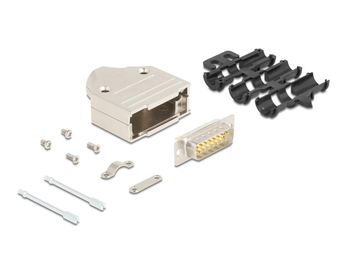 Delock Sub-D Stekkerbehuizing 15 Pin van metaal inclusief stekkerconnector