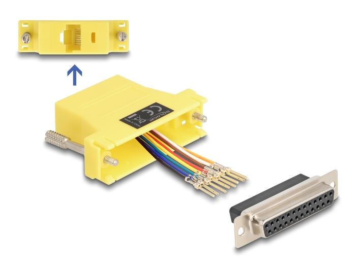 Delock D-Sub 25-pins female naar RJ45 female montagekit geel