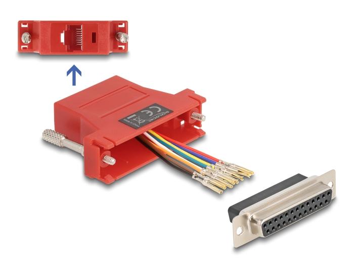 Delock D-Sub 25 Pin connector naar RJ45 connector montagekit rood