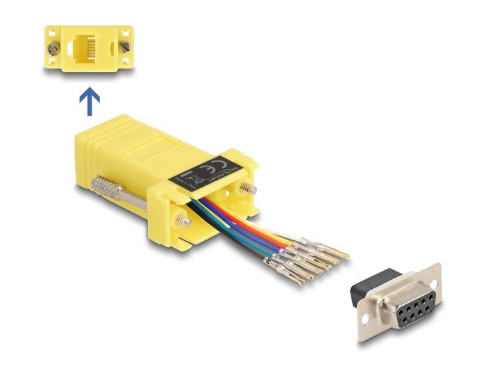 Delock D-Sub 9 Pin connector naar RJ12 connector montageset geel