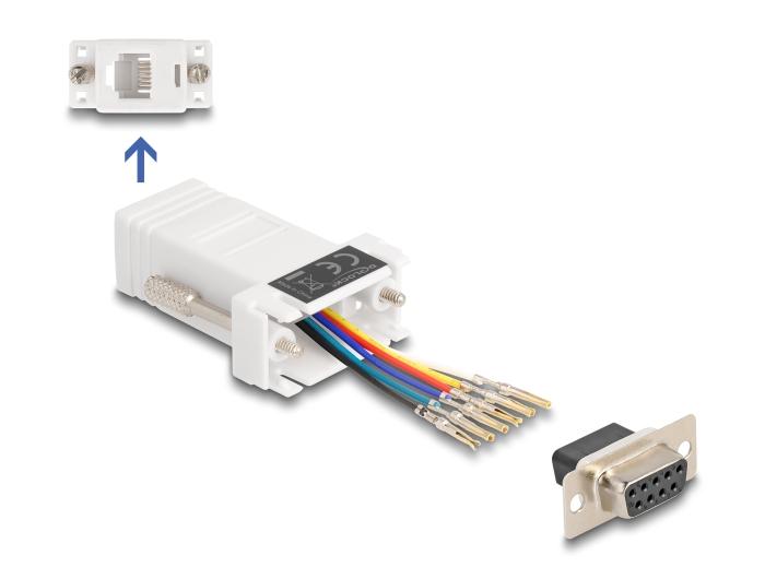 Delock D-Sub 9 Pin Female naar RJ12 Female Montagekit wit