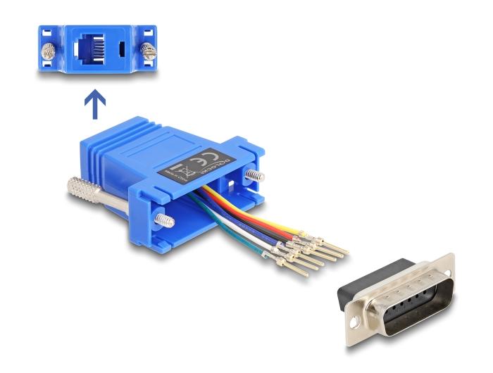 Delock D-Sub 15 Pin Stekker naar RJ12 Aansluiting Montagekit blauw