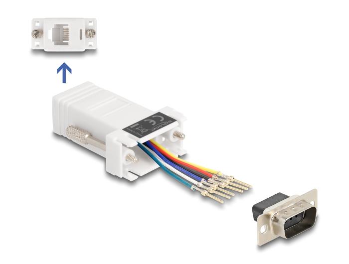 Delock D-Sub 9 Pin Stekker naar RJ12 Aansluiting Montagekit wit