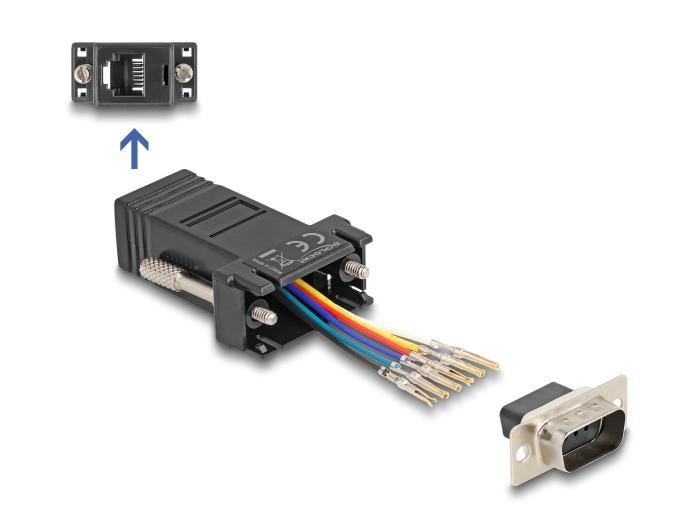 Delock D-Sub 9 Pin Stekker naar RJ12 Aansluiting Montagekit zwart