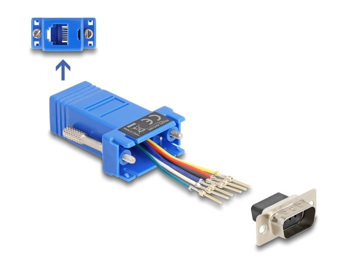Delock D-Sub 9 Pin Stekker naar RJ12 Aansluiting Montagekit blauw
