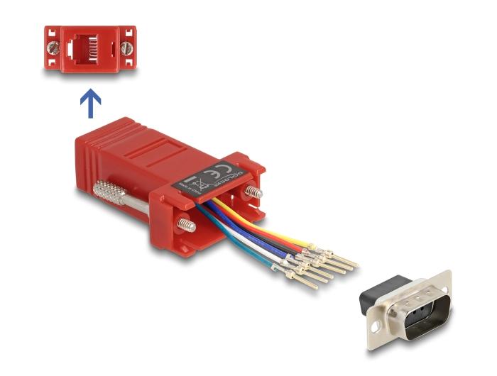 Delock D-Sub 9 Pin Stekker naar RJ12 Aansluiting Montagekit rood
