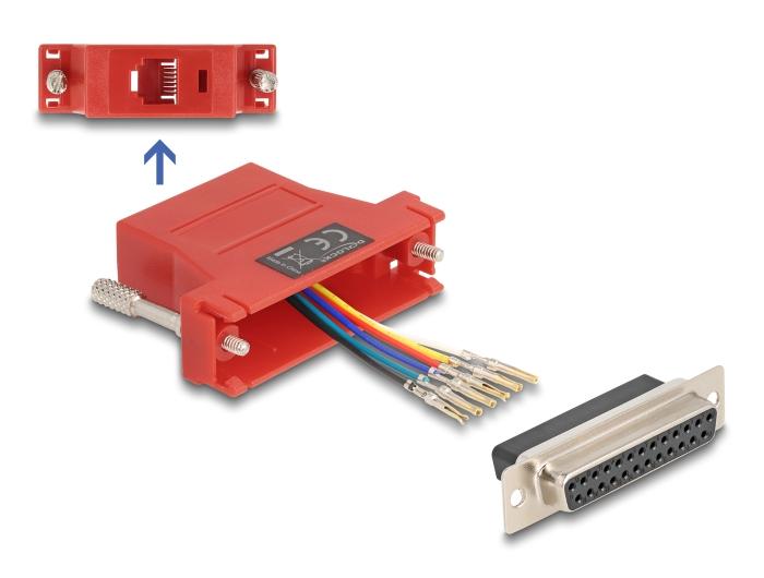 Delock D-Sub 25-pins connector naar RJ12 connector montagekit rood