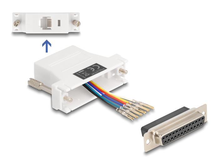 Delock D-Sub 25-pins Female naar RJ12 Female montagekit wit
