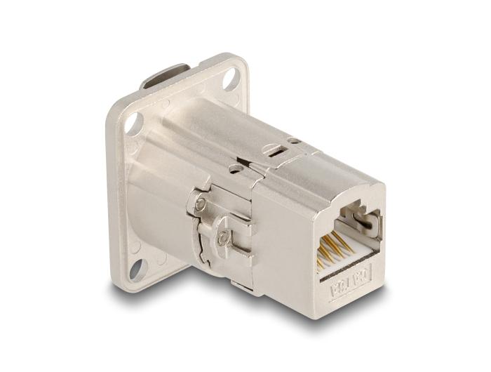 Delock D-type RJ45 inbouwconnector / koppeling Cat.6A STP metaal