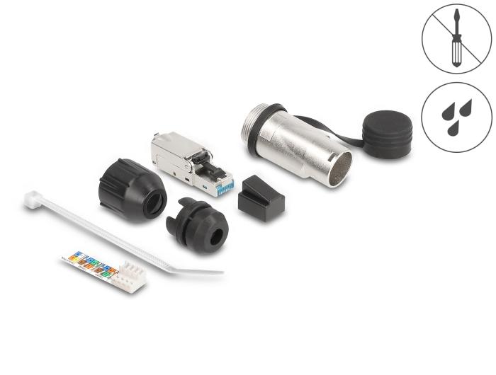 RJ45-modulestekker, veldconfektioneerbaar, Cat.6A, met robuuste kabelaansluiting