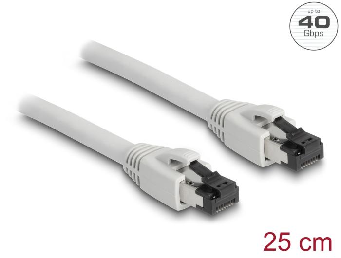Delock RJ45 Netwerkkabel Cat.8.1 S/FTP 0,25 m tot 40 Gbps grijs