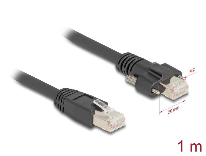 Delock Kabel RJ45 Stekker naar RJ45 Stekker met schroefafstand 20 mm voor