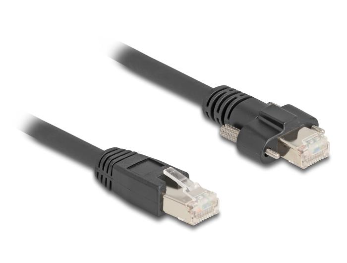 Delock Kabel RJ45 Stekker naar RJ45 Stekker met schroefafstand 20 mm voor