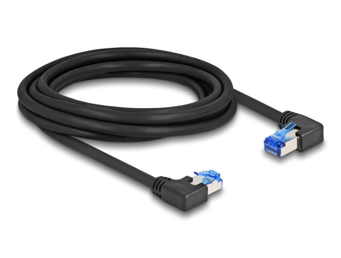 Delock RJ45 netwerkkabel Cat.6A S/FTP recht/links gehoekte 3 m zwart